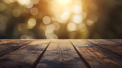 Aufkleber - Abstract background from wooden table top with blurred nature : Generative AI