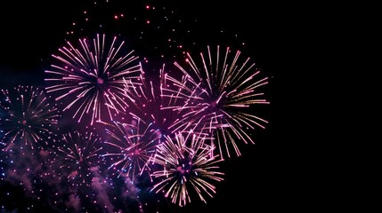 colorful fireworks exploding in the night sky. celebrations and events in bright colors. hyper reali