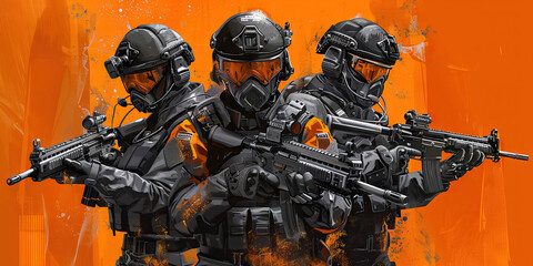 Wall Mural - Veterans in Policing (Orange): Signifies the role of military veterans in police forces and their influence on police militarization