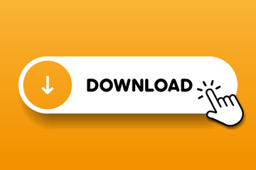 Leinwandbilder - 3D download button icon. Upload icon. Down arrow bottom side symbol. Click here button. Save cloud icon push button for UI UX, website, mobile application.