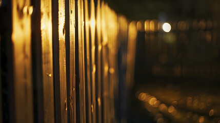 Aufkleber - Wooden fence under the lights at night : Generative AI