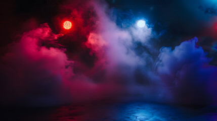 Poster - Theatrical scene without actors scenic light and smoke : Generative AI