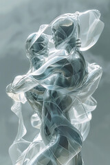 Poster - Illustration of a ballet duo whose forms merge into a single, swirling entity, creating a sense of unity and harmony,