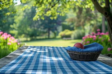Wall Mural - A basket of apples on a garden table