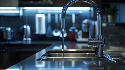 Leinwandbilder - Modern kitchen a picture of a faucet : Generative AI