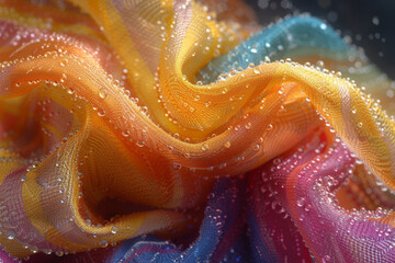 Poster - Close-up of a sock with bubbles clustering around the fabric, highlighting the texture and playfulness,