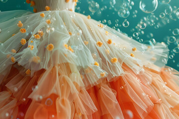Fototapete - Illustration of a skirt with bubbles circling the hemline, adding a sense of motion and liveliness,