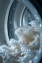 Aufkleber - Dynamic image of foam in a washing machine, with each bubble containing a detailed, fractal-like design,