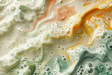 Poster - Artistic depiction of a soap lather, with layers of fractal patterns creating a sense of depth and complexity,