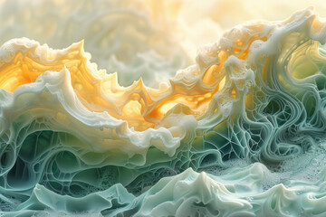 Poster - Artistic depiction of a soap lather, with layers of fractal patterns creating a sense of depth and complexity,