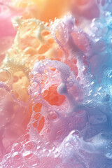Poster - Illustration of a close-up of soap foam, with each bubble containing a unique, colorful fractal design,