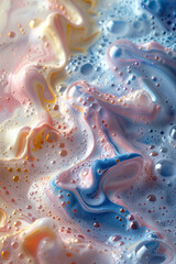 Poster - Illustration of a close-up of soap foam, with each bubble containing a unique, colorful fractal design,