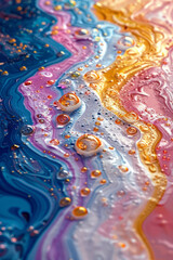 Poster - Illustration of a close-up of soap foam, with each bubble containing a unique, colorful fractal design,