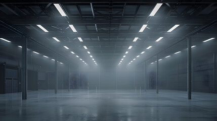 Wall Mural - Interior of empty warehouse : Generative AI