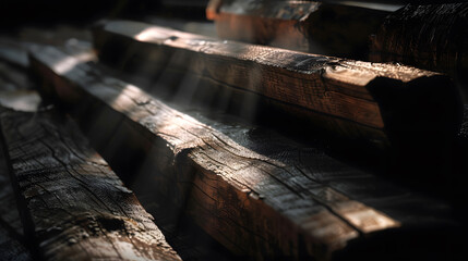 Aufkleber - Planks logs a drawing of a tree Background for design and presentations : Generative AI
