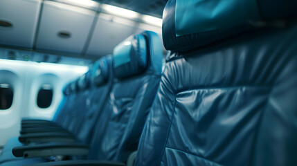 Poster - deserted economy class airplane seats rows : Generative AI