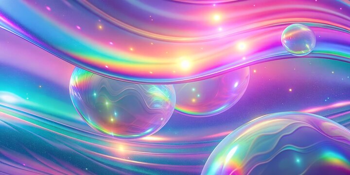 Color hologram, 3D art, desktop wallpaper, holographic background, bright neon colors, graphics pink buble 