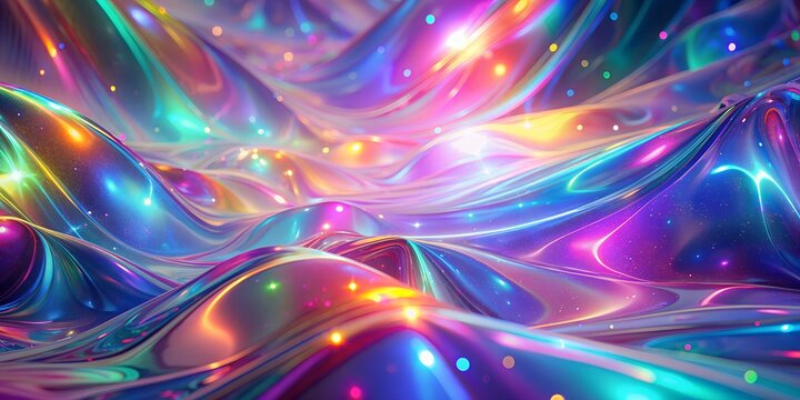 Color hologram, 3D art, desktop wallpaper, holographic background, bright neon colors, graphics space star  generated  AI