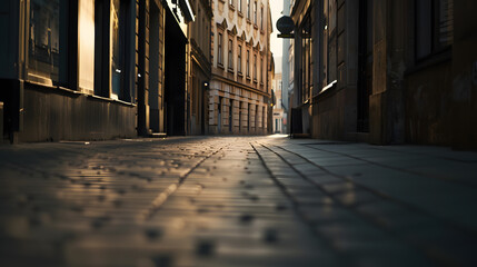Leinwandbilder - empty street and detail of a building in a city : Generative AI