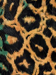 illustration of leopard print black and green closeup on surface.