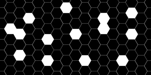 Wall Mural - Abstract black and white with hexagon and hexagonal background. Luxury black pattern with hexagons. abstract 3d hexagonal background with shadow. 3D futuristic abstract honeycomb mosaic background.