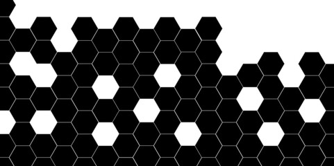 Wall Mural - Abstract black and white with hexagon and hexagonal background. Luxury black pattern with hexagons. abstract 3d hexagonal background with shadow. 3D futuristic abstract honeycomb mosaic background.