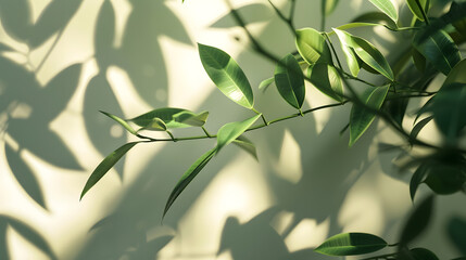 Aufkleber - Abstract shadow sun glare from glass and leaves empty background composition for product presentation Beautiful trendy background : Generative AI