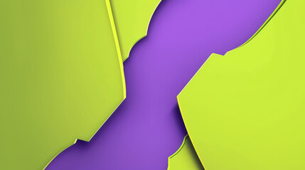 Wall Mural - Sharp geometric shapes in vibrant purple and green create a bold and dynamic abstract background.