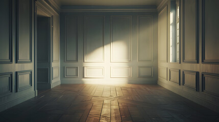 Aufkleber - Empty elegant vintage room at night with copy space : Generative AI