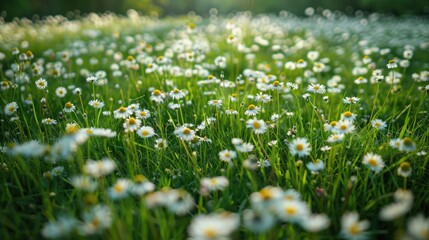 Wall Mural - Field of flowers consisting of daisies and dandelions