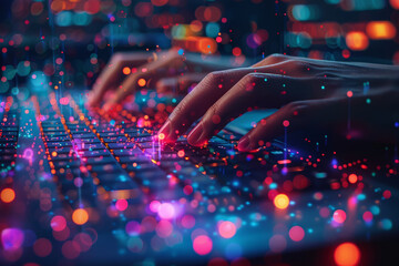 Aufkleber - a person's hand typing a message on a social media platform, connecting with a global audience and s