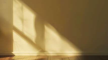 Poster - Empty wall with shadow overlay Room with warm light : Generative AI