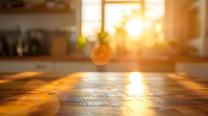Aufkleber - Kitchen table top for product display with blurred modern interior : Generative AI