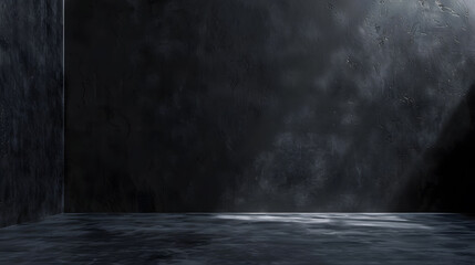 Fototapete - Black dark and gray abstract cement wall and studio room  interior texture for display products wall background : Generative AI