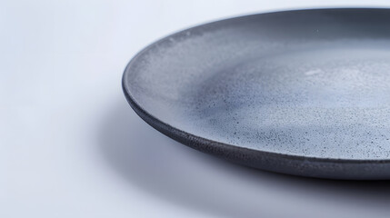 Poster - gray Round Empty Textured plate on white background isolated selective focus : Generative AI
