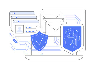 Sticker - AI-Enhanced Phishing Protection abstract concept vector illustration.