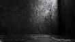 © Generative AI - Black dark and gray abstract cement wall and studio room  interior texture for display products Room black floor is made of dark plaster for interior decoration or gym for exercise : Generative AI