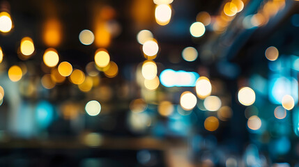 Poster - abstract blur and defocused night bar and restaurant for background : Generative AI