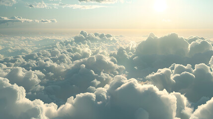 Aufkleber - in the empty sky lots of clouds and sunny ray of light : Generative AI