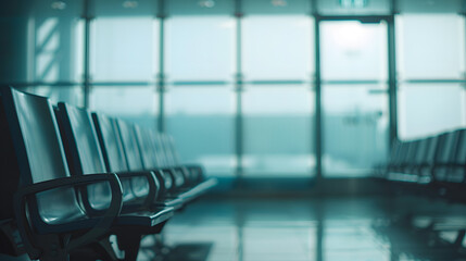 Poster - Empty departure lounge in airport : Generative AI
