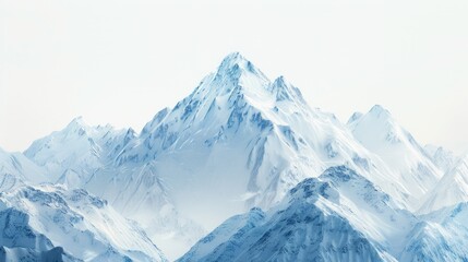 Wall Mural - Mountain On White. Beautiful Snowy Peaks with Blue Sky Background