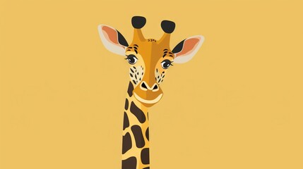 Wall Mural -   A zoom-in of a giraffe's face against a sunny backdrop, featuring a dark circle centrally