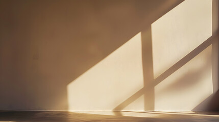 Poster - Empty wall with shadow overlay Room with warm light : Generative AI