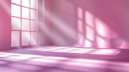 Poster - Abstract pink studio background for product presentation Empty gray room with shadows of window Display product with blurred backdrop : Generative AI