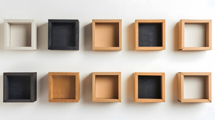 Poster - collection of various of  a cardboard box on white background each one is shot separately : Generative AI