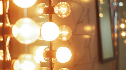 Poster - Light bulbs used to decorate the walls in the bathroom : Generative AI