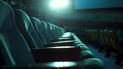 Poster - Empty row of seats in a cinema or theater : Generative AI