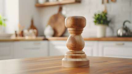 Aufkleber - Wooden pedestal on table in kitchen interior and free space for your decoration : Generative AI