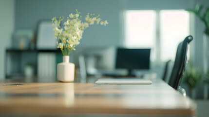 Aufkleber - Blurred  personal office desk for boss office room this background is ideal for online meeting background or educational meeting background or office meeting background : Generative AI