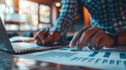 Aufkleber - Banking business, finance and investment concept. Businessman analyzing market data, financial graph report, economic growth, business strategy, planning and solution, risk management